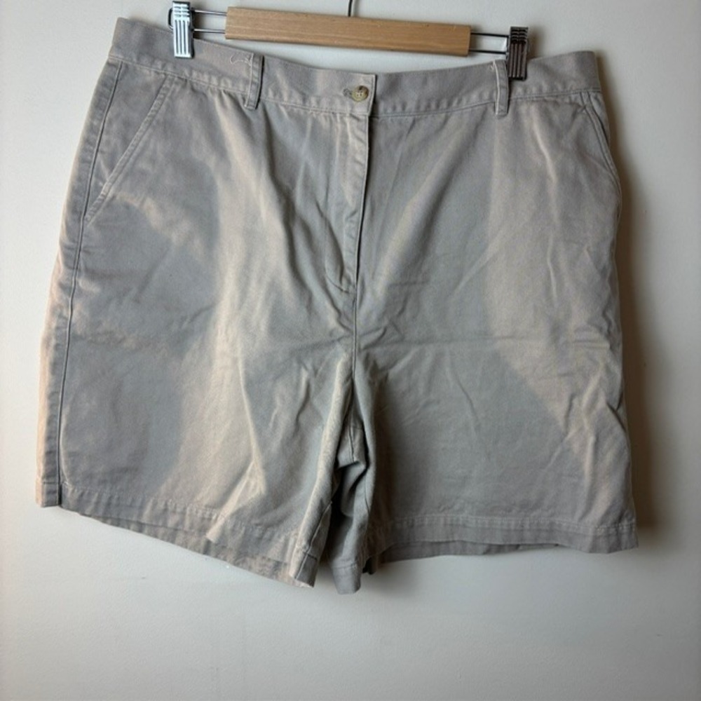 Womens 16 Lauren Ralph Lauren Cotton Chino Shorts Beige Cotton Flat Front